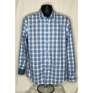 Egara Dress Shirt White Plaid/ Checkered Size L